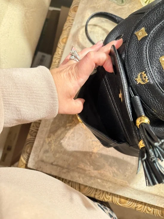 MCM Black Leather Visetos Mini Backpack with Gold Accents - Picture 10 of 16